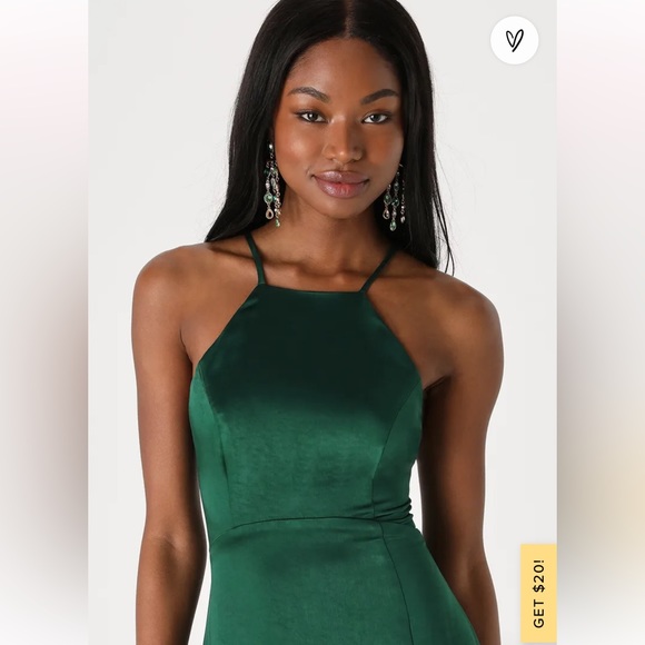 Lulu’s Born to Captivate Forest Green Satin Backless Maxi Dress - Picture 3 of 7